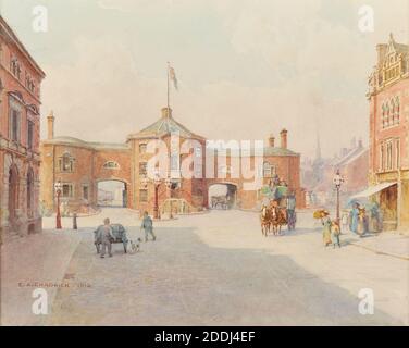 Vue topographique de Birmingham, Watercolor Old Wharf, Paradise Street, Birmingham, par Ernest Albert Chadwick, Histoire sociale, vues topographiques, Angleterre, Midlands Banque D'Images