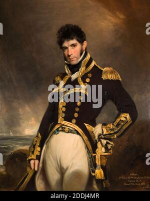 Portrait du capitaine Gilbert Heathcote RN, 1779-1831 artiste : William Owen, voile, Portrait, Mer, Art UK, Marine, uniforme, Homme, confiant Banque D'Images