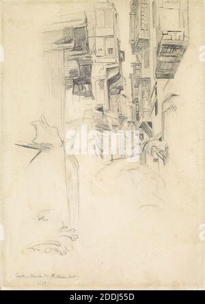 La cour de la Lanterne Maker, Etude d'UNE scène de rue au Caire, 1854 artiste: William Holman Hunt, dessin, crayon, esquisse, pré-Raphaelite, scène de rue