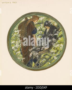 Livre de fleurs, arbre de sorcières du livre de fleurs, 1905 Sir Edward Burne-Jones, Livre, dormir, mouvement artistique, pré-Raphaël, arbre, fleur, Femme, Homme, couronne, impression, Collotype Banque D'Images