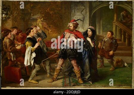 The Taming of the Shrew, 1861 par Sir John Gilbert, peinture à l'huile, Littérature, William Shakespeare, Littérature, peinture d'histoire Banque D'Images