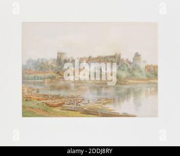 Windsor et son château de l'autre côté de la Tamise, 1891 Alfred William Hunt (d,1896), bateau, Paysage, 19e siècle, Aquarelle, Château, cadre, Mer, Royal, Rivière, Thames, œuvres sur papier Banque D'Images