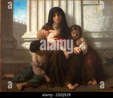 Charité, 1865, également connu sous le nom de «la famille indigent, artiste William Adolphe Bouguereau, bébé, enfant, mère, Barefoot, pauvre Banque D'Images