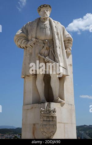 Une statue du Roi João III à l'Université Coimbra. Paço das Escolas, la Vieille Université (Velha Universidade), Coimbra, Portugal. Banque D'Images