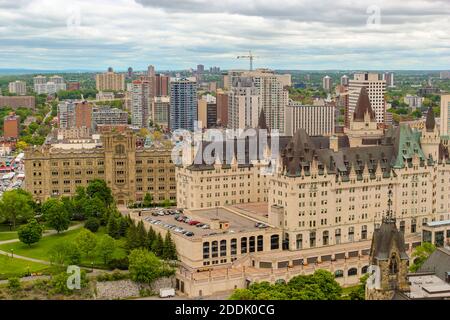 Vue depuis le dessus des bâtiments à Ottawa, Ontario, Canada Banque D'Images