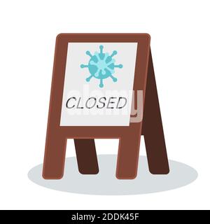 Panneau fermé sur fond blanc isolé. Avertissement du coronavirus pour la bannière sociale ou la propagande, promotion de l'hygiène, affiche médicale. Logo de la pharmacie ou moi Illustration de Vecteur