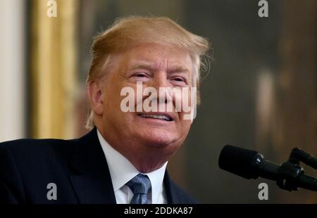 LE président AMÉRICAIN Donald Trump prononce un discours sur « le leadership environnemental de l'Amérique » dans la salle est de la Maison Blanche le 8 juillet 2019 à Washington, D.C. photo d'Olivier Douliery/ABACAPRESS.COM Banque D'Images