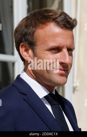Le président français Emmanuel Macron accueille Netchirvan Barzani, Président du gouvernement régional du Kurdistan d'Irak, qui arrive au Palais de l'Elysée, Paris, France, le 10 juillet 2019. Photo de Henri Szwarc/ABACAPRESS.COM Banque D'Images