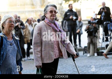 Dominique Lavanant assiste à la cérémonie funèbre du réalisateur français Jean-Pierre Mocky (décédé à 90 heures le 8 août) à l'église Saint-Sulpice à Paris, France, le 12 août 2019. Photo par ABACAPRESS.COM Banque D'Images