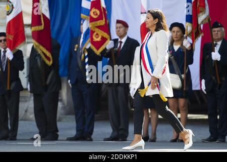Anne Hidalgo, maire de Paris, participe à une cérémonie marquant le 75e anniversaire de la libération de Paris pendant la Seconde Guerre mondiale, le 20 août 2019 aux quartiers d'honneur de la police parisienne. Photo par Eliot Blondt/ABACAPRESS.COM Banque D'Images