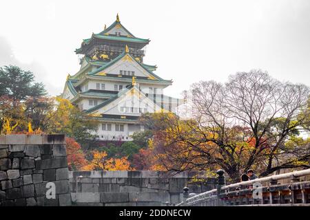 Saison d'automne au château d'Osaka au Japon Banque D'Images