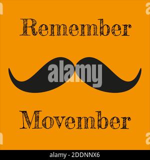 Souvenez-vous de Movember - mois de sensibilisation au cancer de la prostate. Illustration vectorielle du concept de santé pour hommes sur fond orange Illustration de Vecteur