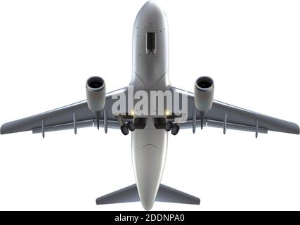 avion vectoriel 3d réaliste. Isolé sur avion à fond blanc, vue vers le bas. Illustration de Vecteur