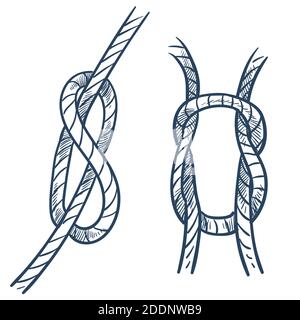 Élément de sécurité du navire d'équipement marin à nœud de corde Illustration de Vecteur