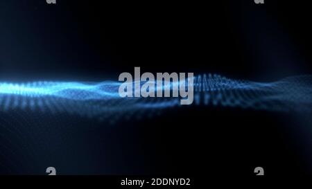 Résumé modèles numériques dynamiques d'ondes de particules avec effet de lumière rayonnante, arrière-plan abstrait , technologie et présentation d'entreprise background.4k Hi Banque D'Images