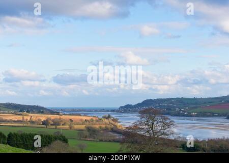 Vue sur l'estuaire du Teign en direction de Shaldon, Devon, Angleterre, Royaume-Uni. Banque D'Images