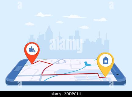 Concept de service de livraison en ligne, Illustration de Vecteur