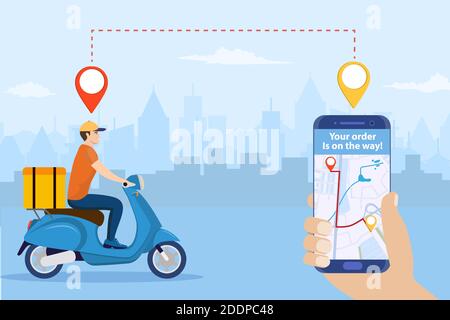 Concept de service de livraison en ligne, Illustration de Vecteur