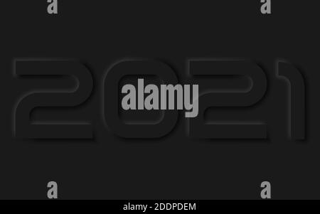 Carte du nouvel an 2021 avec effets d'ombre et de lumière. Carte de vœux de fête pour la nouvelle année dans un style minimaliste. Illustration vectorielle. Illustration de Vecteur