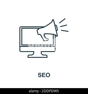 Icône SEO. Simple élément de ligne de la collection de marketing de filiale. Icône Thin Seo pour les modèles, les infographies et bien plus encore Illustration de Vecteur
