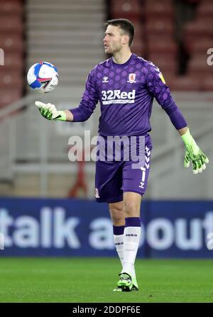 Marcus Bettinelli, gardien de but du Middlesbrough, lors du match du championnat Sky Bet au stade Riverside, à Middlesbrough. Banque D'Images