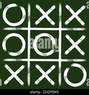 Pointe TIC tac de jeu. TIC-tac-TOE en forme de grunge. Icône de jeu de société et croix de jeu de société isolé. Illustration vectorielle Illustration de Vecteur