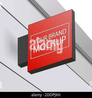 Affiche rouge du magasin de macap sur la façade du bâtiment. Illustration de Vecteur