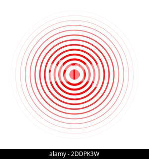 Icône de concentration de la douleur cercles rouges transparents, symbole de concentration de la douleur pour les analgésiques, les maux de tête, les maux de dents, les douleurs musculaires et gastriques, et plus encore. Ven Illustration de Vecteur