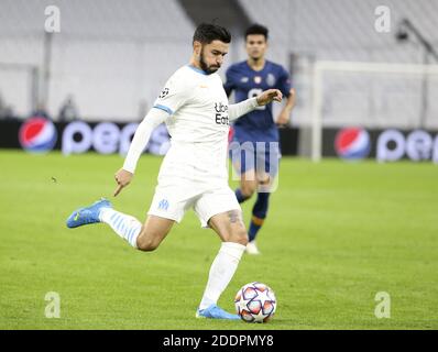 Marseille, France. 25 novembre 2020. Morgan Sanson de Marseille lors de la Ligue des champions de l'UEFA, match de football du Groupe C entre l'Olympique de Marseille et le FC Porto le 25 novembre 2020 au stade Orange Velodrome de Marseille, France - photo Jean Catuffe / DPPI / LM crédit: Paola Benini / Alay Live News Banque D'Images