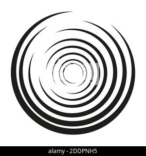 Elément géométrique de cercles concentriques. Couleur noire sur fond blanc. Graphique circulaire radial, radiant. Style plat. Illustration vectorielle Illustration de Vecteur