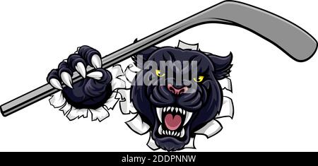 Panther de Hockey Sports Animal Mascot Illustration de Vecteur