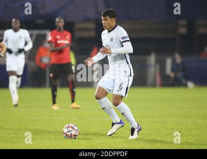 Rennes, France. 24 novembre 2020. Thiago Silva de Chelsea pendant la Ligue des champions de l'UEFA, le groupe E de football match entre Stade Rennais et Chelsea le 24 novembre 2020 au Parc Roazhon à Rennes, France - photo Jean Catuffe / DPPI / LM crédit: Paola Benini / Alay Live News Banque D'Images