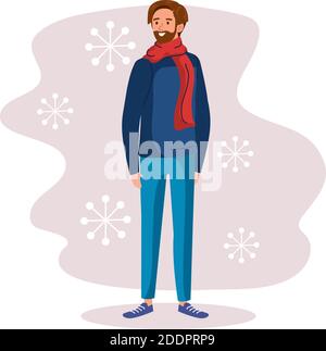 jeune homme portant des vêtements d'hiver caractère Illustration de Vecteur