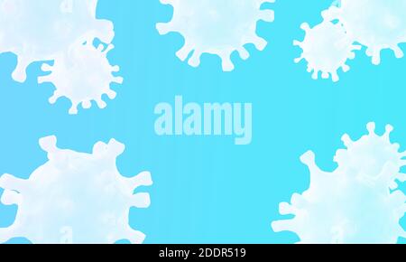Groupe de cellules du coronavirus avec place pour votre texte. Arrière-plan COVID-19, illustration 3D. Banque D'Images