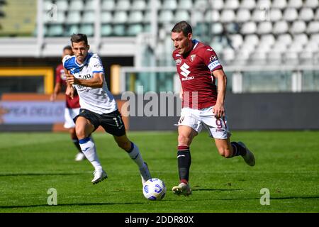 Turin, Italie. 26 septembre 2020. Andrea Belotti (9) de Turin vu dans la série UN match entre Torino et Atalanta au Stadio Olimpico à Turin. (Crédit photo: Gonzales photo - Tommaso Fimiano). Banque D'Images