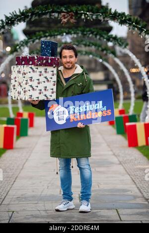 Photo social Bite fondateur Josh Littlejohn MBE à Edinburgh (St Andrew Square) SOCIAL BITE LAUNCH FESTIVAL OF GENTILLESSE IN BID T Banque D'Images