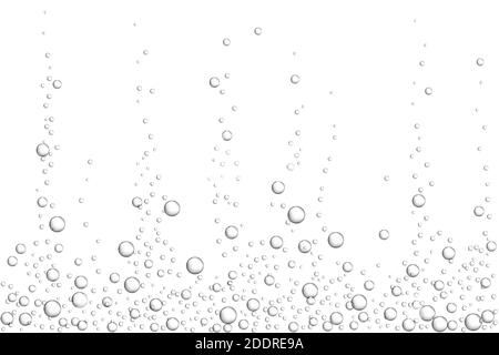 Texture de bulles d'air sous-marines gris vectoriel isolée sur fond blanc. Bulles de fizzing dans l'aquarium, le champagne ou la boisson effervescente. 3d transparent Illustration de Vecteur