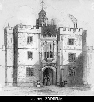 Knole - deuxième entrée, Sevenoaks - 1840. Banque D'Images