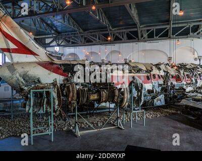 Musée de la mémoire d'Ustica à Bologne qui abrite les vestiges de l'avion DC9 abattu le 27 juin 1980. Italie Banque D'Images