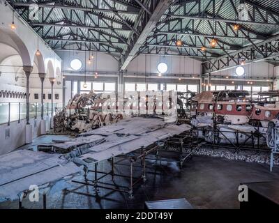 Musée de la mémoire d'Ustica à Bologne qui abrite l'épave de l'avion DC9 mystérieusement abattu le 27 juin 1980. Italie Banque D'Images