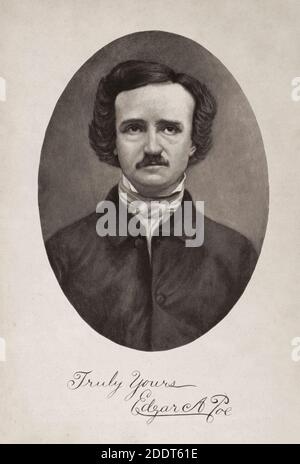 Gravure d'Edgar Allan PoE. Edgar Allan PoE (né Edgar PoE; 1809 – 1849) est un écrivain, poète, rédacteur et critique littéraire américain. PoE est le meilleur kno Banque D'Images