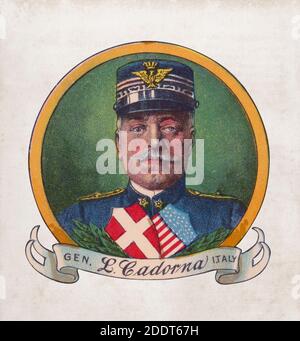 Portrait rétro en couleur du général italien Luigi Cadorna. Maréchal d'Italie Luigi Cadorna, OSML, OMS, OCI (1850 – 1928) était un général et maréchal italien Banque D'Images