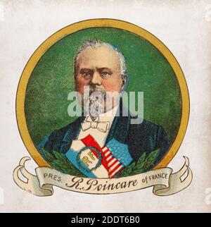 Illustration couleur rétro de Raymond Poincare. Raymond Nicolas Landry Poincare (1860 – 1934) est un homme d'État français qui a servi trois fois comme 58e Prim Banque D'Images