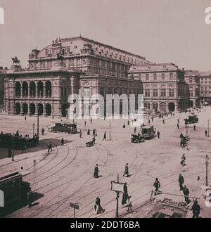 Photo rétro de l'Opéra impérial, Vienne, Autriche. 1902 Banque D'Images
