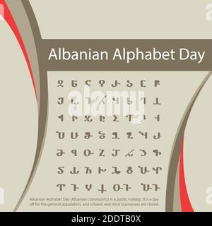 Le jour de l'alphabet albanais (communauté albanaise) est un jour férié. C'est un jour de congé pour la population en général, et les écoles et la plupart des entreprises sont fermées Illustration de Vecteur