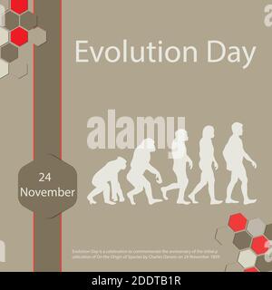 La Journée de l'évolution est une célébration pour commémorer l'anniversaire de La publication initiale de sur l'origine des espèces par Charles Darwin, le 24 novembre Illustration de Vecteur