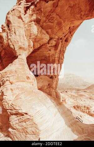 Les rochers de sable rouge dans Timna Park, Israël. Vue horizontale. Banque D'Images