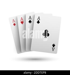 Carte de poker four as isolée sur fond blanc, illustration vectorielle Illustration de Vecteur