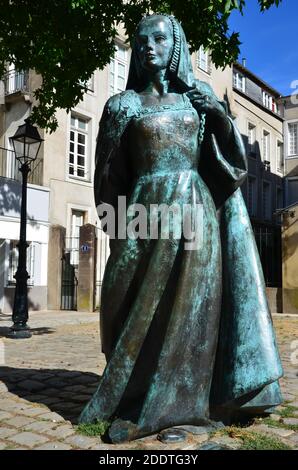 Statue de la duchesse Anne de Bretagne à Nantes, France Banque D'Images