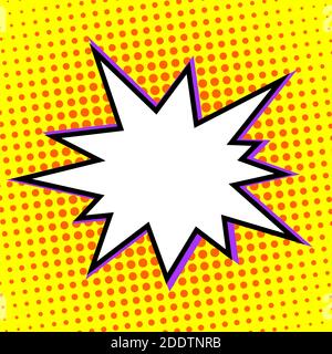Explosion éclair dans un style pop art. Modèle avec espace vide. Illustration de dessin animé vectoriel sur fond jaune. Illustration de Vecteur